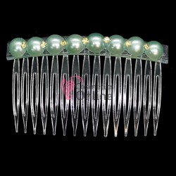 Pieptene din plastic BT027FF Transparent pentru par cu perlute Green